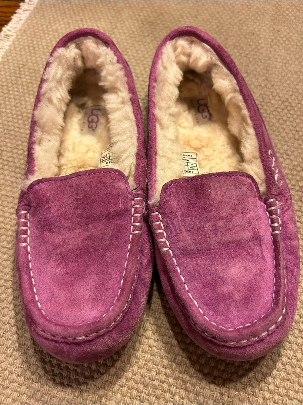 UGG Purple Suede Moccasin Slippers